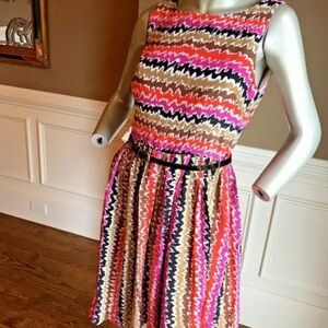 TRINA TURK Striped Sleeveless Silk Dress Sz 6